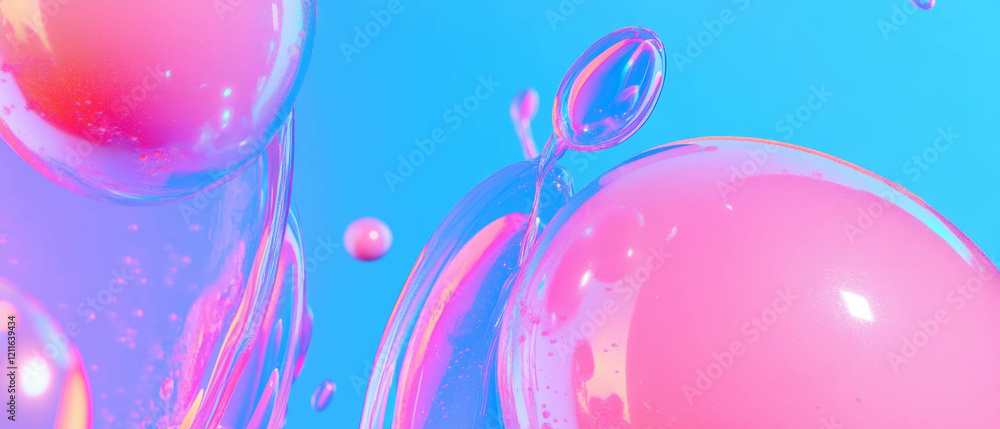 Aufkleber colorful spheres with paint splatters create an artistic abstract background full of energy