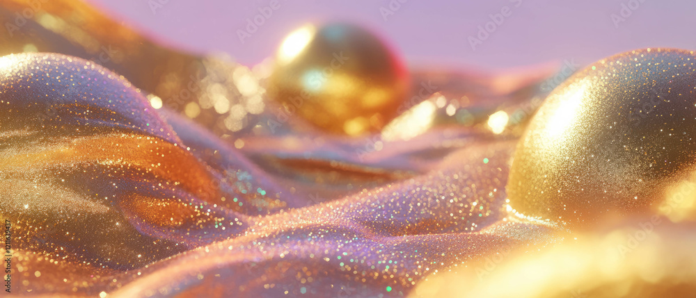 Aufkleber exploring the mesmerizing depth of 3d spheres with glittering textured surfaces