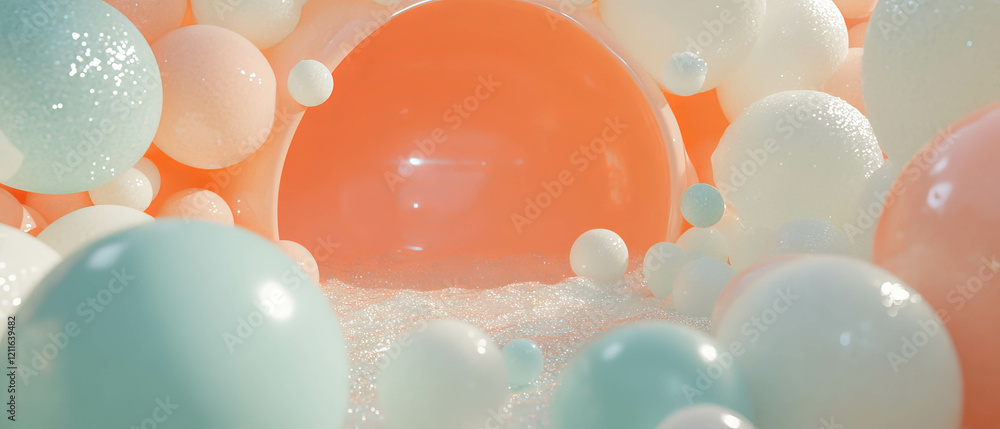 Poster Abstract representation of textured spheres creating depth and tactile sensations in design