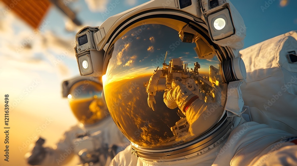 Poster astronauts utilizing augmented reality for space station navigation and