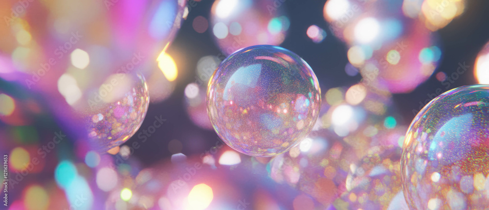 Aufkleber Vibrant abstract spheres with smooth gradients and glittering transitions create visual harmony