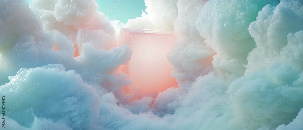 Aufkleber Ethereal clouds create a dreamy atmosphere with central empty space for imagination
