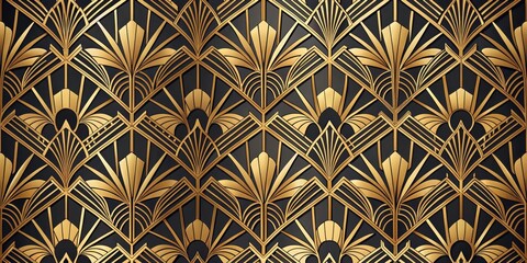 Elegant Gold and Black Art Deco Geometric Pattern Design for Luxurious Backgrounds