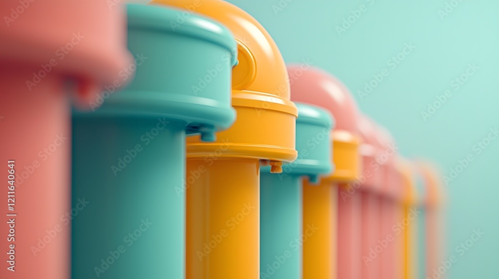 Poster color coded pipes in a modern factory workflow