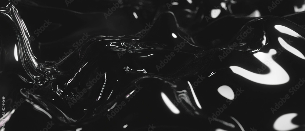 Poster Abstract waves of dark ink creating mysterious patterns and shapes in 3D