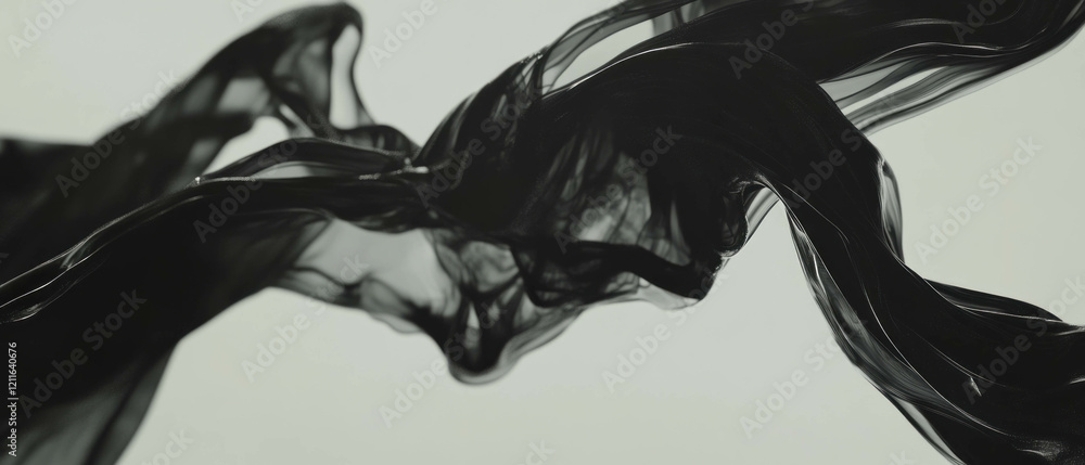 Poster Swirling dark ink creating abstract patterns and mysterious shapes in motion