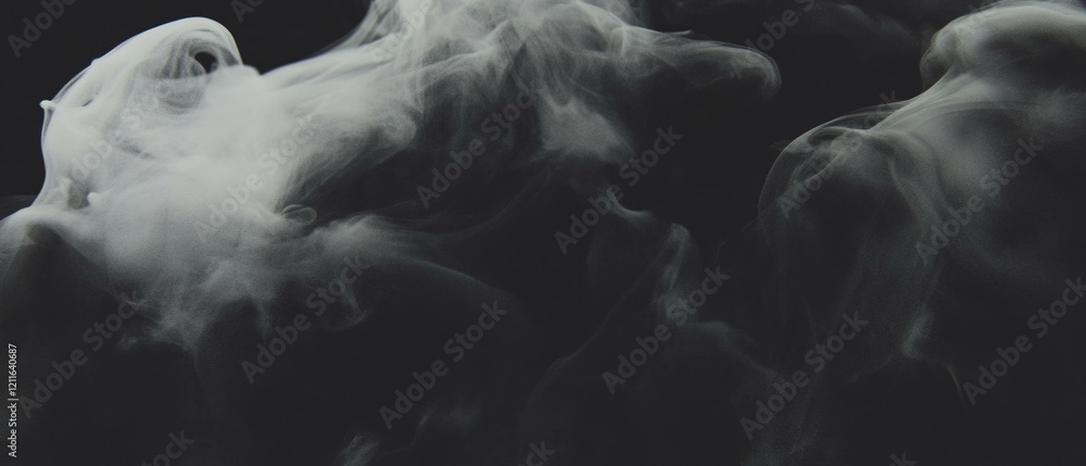 Poster Dark ink waves create abstract patterns and shapes in a mystical background