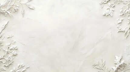 White Floral Embellishments Frame Beige Background