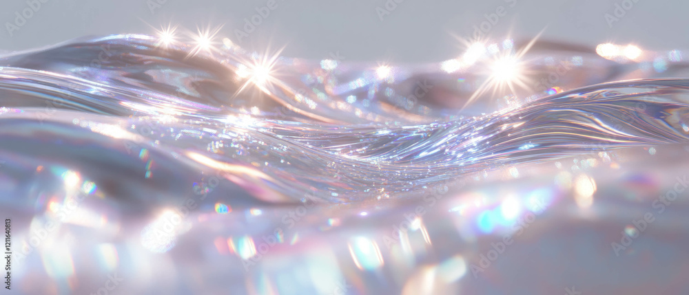 Poster Captivating abstract waves of liquid crystals reflecting shimmering light patterns