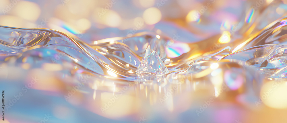 Aufkleber Vibrant abstraction of liquid crystal waves and light reflections creating intricate patterns