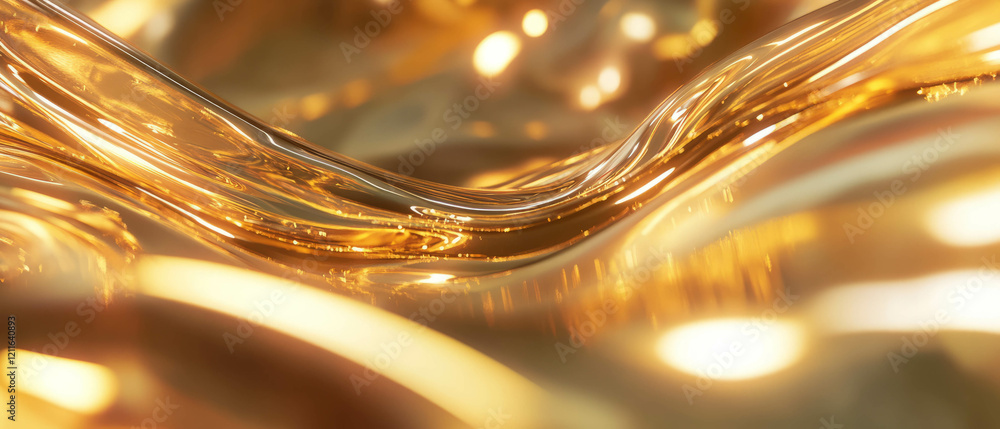 Poster futuristic abstract background with dynamic liquid metal waves reflecting light