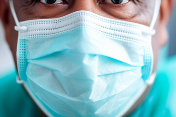 Image of doctor in mask, dedicated to patient care and safety practices