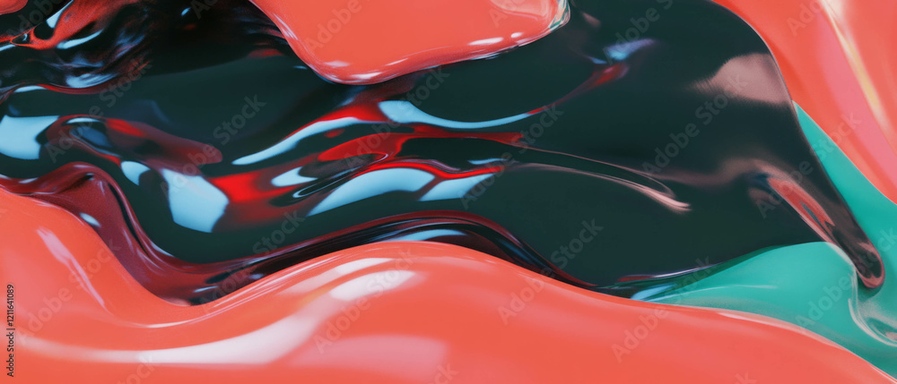 Poster colorful abstract waves of thick paint create a textured, dynamic background