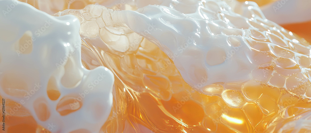 Poster Swirling honey waves create a smooth and sweet texture in an abstract backdrop