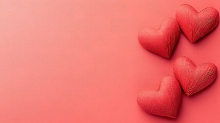 Fototapeta premium Valentine's day or appreciation theme with red hearts, empty space. Love concept