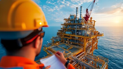 Industrial Technicians Collaborating to Assess Efficiency in Vast Plant System