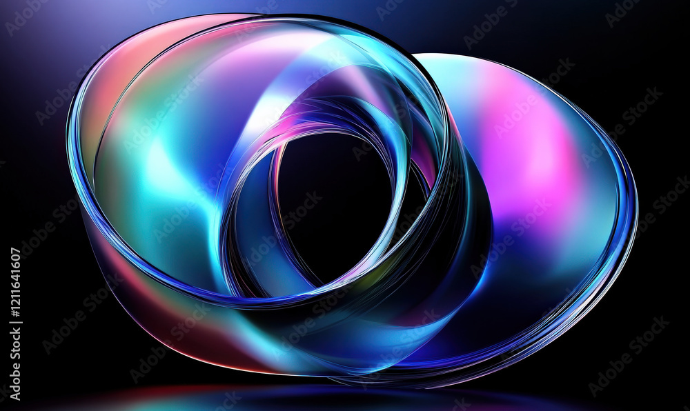 Poster rotating colorful abstract circular waves