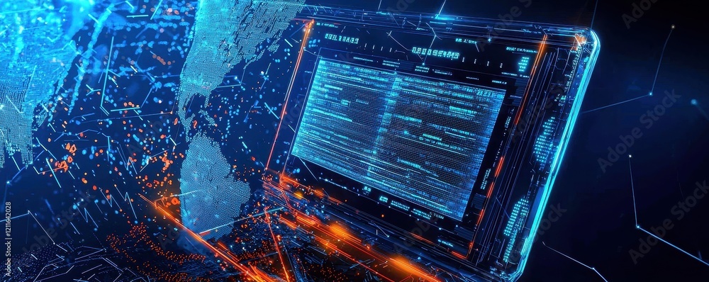 Aufkleber advanced technology represented through a holographic computer screen.