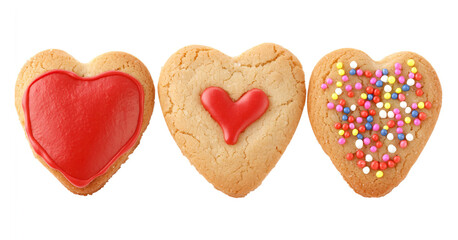 Obraz premium Heart-Shaped Cookies with Colorful Toppings and Icing Decoration