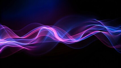 Fototapeta premium Big neon speaking sound sine wave background, abstract audio waveform visualization, glowing lines on dark, futuristic technology concept for music, signal, and digital sound design
