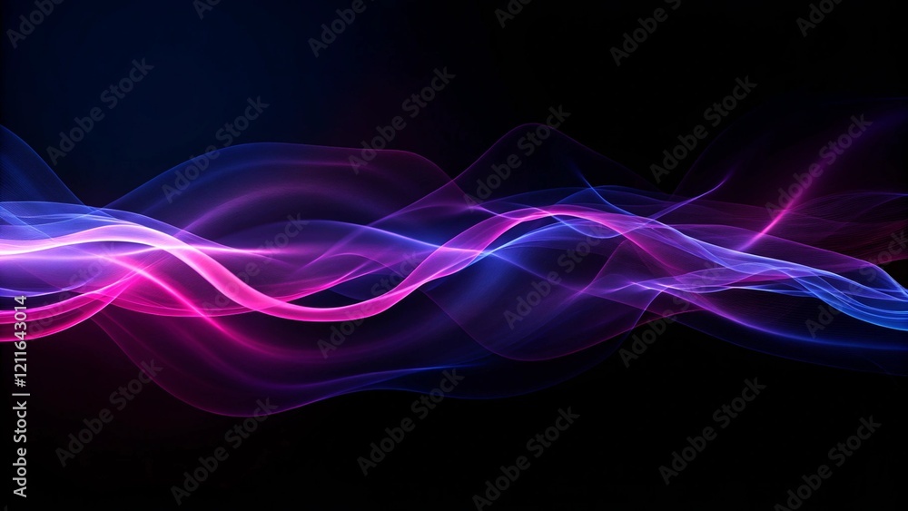 Poster big neon speaking sound sine wave background, abstract audio waveform visualization, glowing lines o