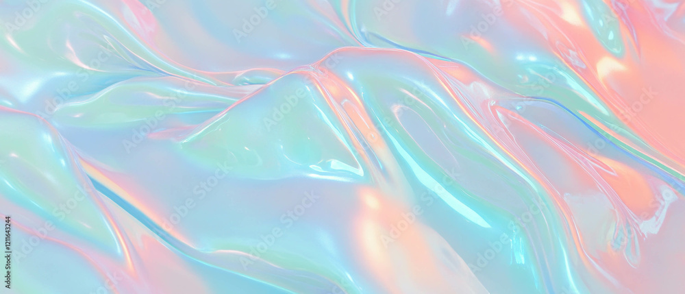Poster Gradient waves create a tranquil, fluid background with calming blue tones and organic flow