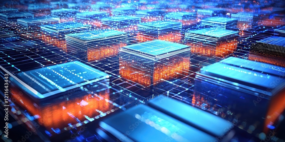 Poster abstract network grid showcasing a digital document management system.