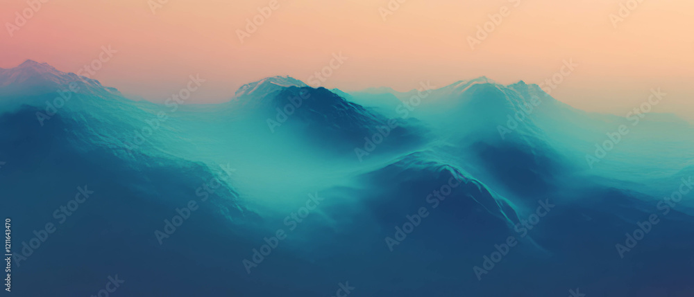 Poster Gradient abstract background transitioning from deep navy to calming sky blue