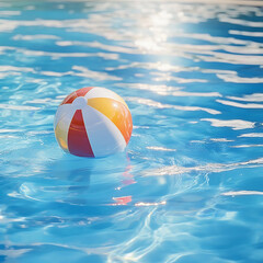 Colorful inflatable ball floating in swimming pool