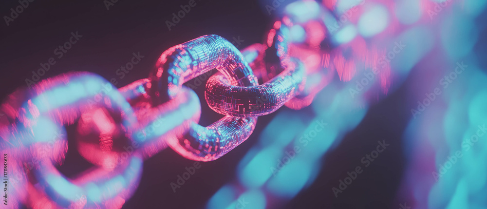 Aufkleber Explore dynamic abstract blockchain connections with vibrant colors and space for text