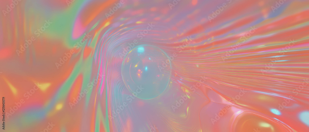 Aufkleber abstract light waves create a luminous central zone with an airy ambiance and vibrant colors