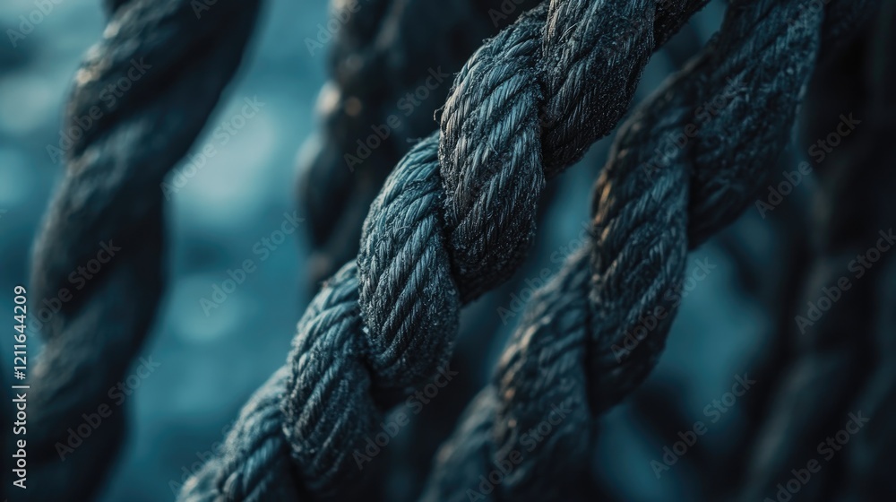 Poster A close-up shot of a tangled rope cord with intricate details, symbolizing strength and versatility.