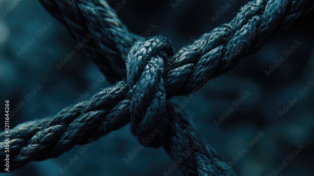 Poster A close-up shot of a tangled rope cord with intricate details, symbolizing strength and versatility.