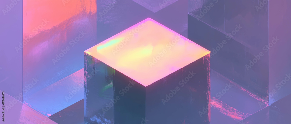 Aufkleber abstract background depicting blockchain technology with central focus and vibrant hues