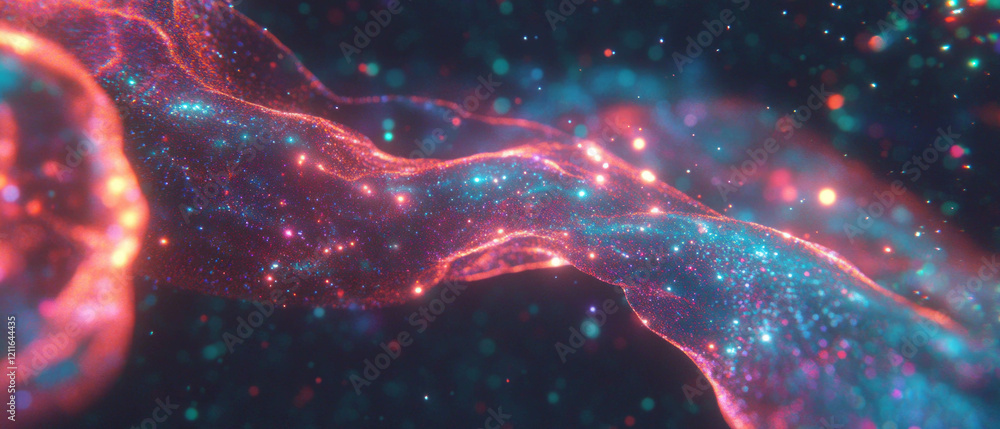 Aufkleber Visual representation of abstract global internet traffic and interconnected data nodes