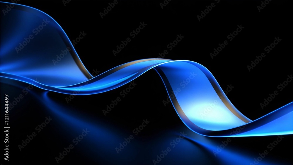 Leinwandbilder blue wave shape abstract technology background. dark blue and glow particle abstract background. blu