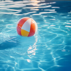 Colorful inflatable ball floating in swimming pool