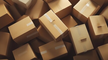 A collection of neatly packed cardboard boxes, isolated and ready for shipping or moving to a new home.