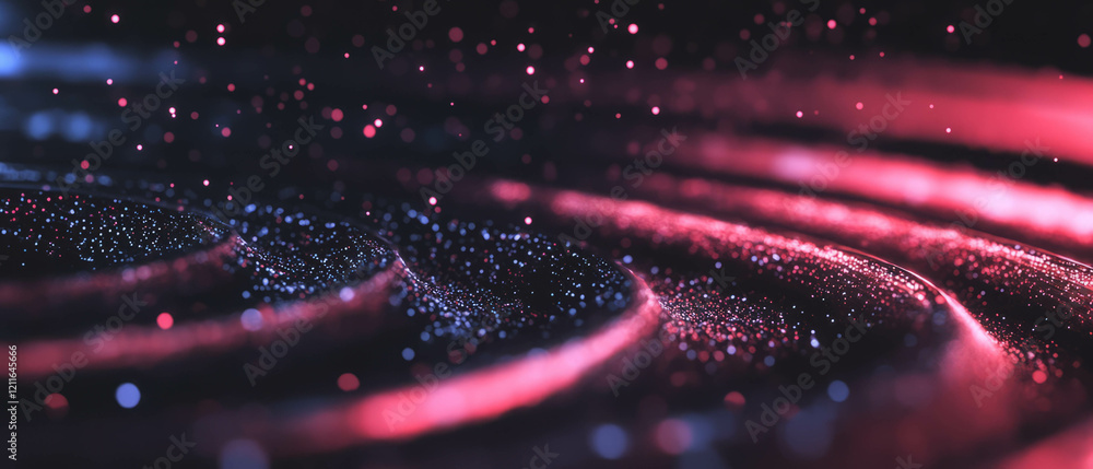 Poster Circular data waves and digital pulses create an abstract technological background