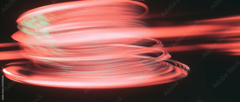 Poster Circular data waves create vibrant patterns of technological flow in a dynamic digital space