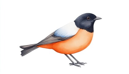 Fototapeta premium Vibrant illustration of a bullfinch perched gracefully, showcasing its striking colors and features