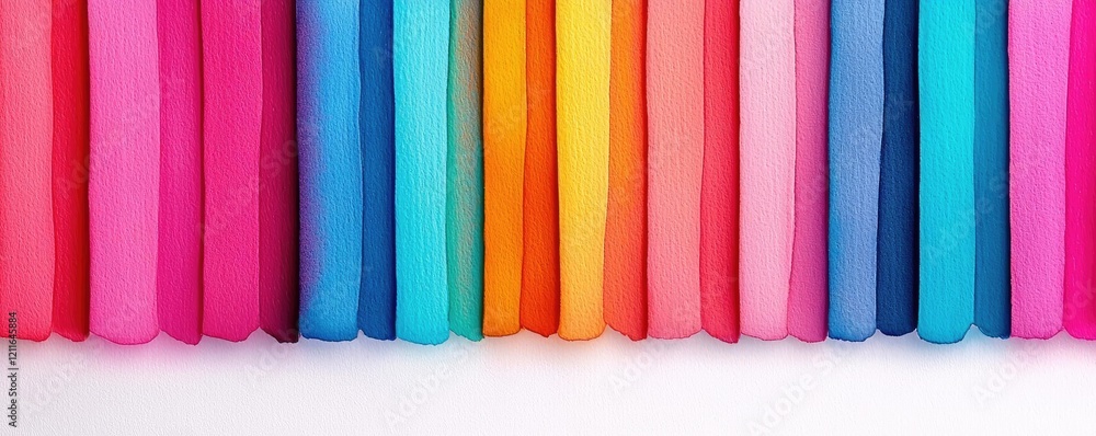 Aufkleber striped watercolor idea. a vibrant display of colorful fabric rolls arranged neatly in rows.