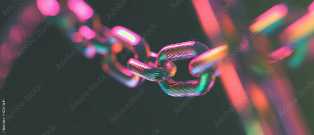 Poster Digital blockchain chain abstract design with secure banner and vibrant colors