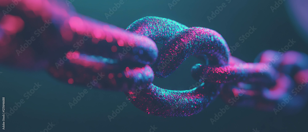 Aufkleber Abstract blockchain chain with secure elements against a digital background