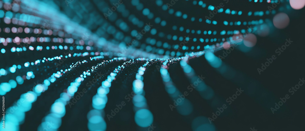 Poster Digital waves converging in an abstract design with space for text