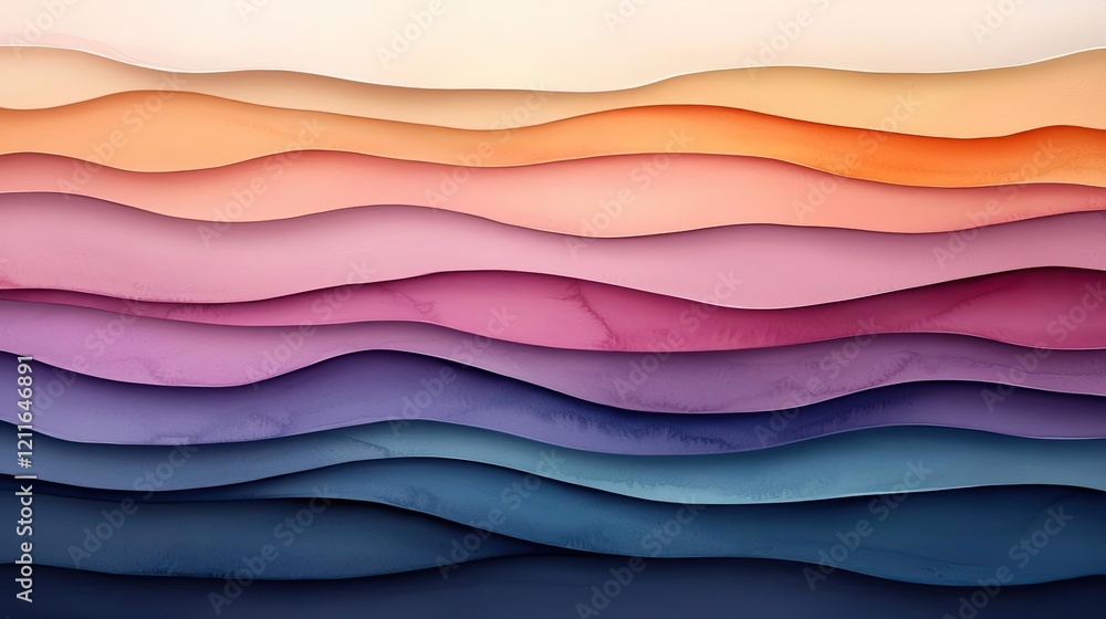 Aufkleber striped watercolor idea. abstract layered colors create a soothing wavy pattern on a gentle gradient