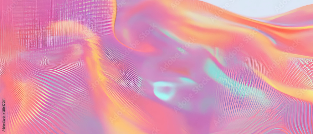 Aufkleber Abstract digital waves with code visualization and programming banner in a vibrant color palette