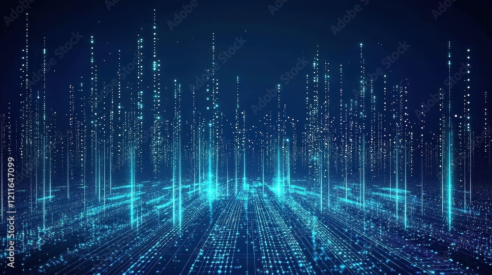 Poster futuristic depiction of internet networks and wifi connections in big data.