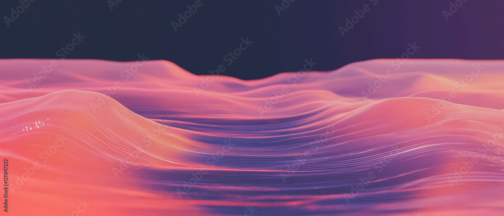 Aufkleber Futuristic digital waves creating an abstract cityscape framework for technology