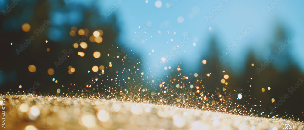 Poster Dust particles dance in sunlight, creating an enchanting abstract effect